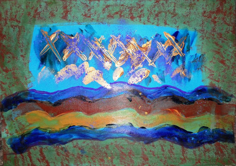 Abstract painting: Pretending to be Happy